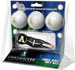 Appalachian State Mountaineers - Black Crosshair Divot Tool 3 Ball Gift Pack - Linkswalkerdirect