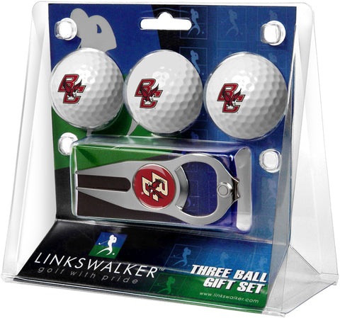 Boston College Eagles Regulation Size 3 Golf Ball Gift Pack with Hat Trick Divot Tool (Silver)