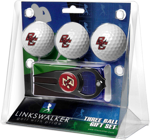 Boston College Eagles Regulation Size 3 Golf Ball Gift Pack with Hat Trick Divot Tool (Black)