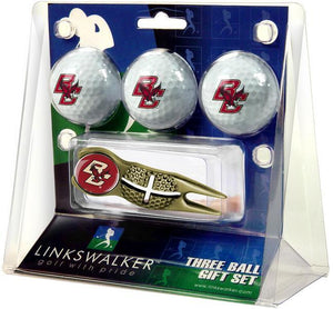 Boston College Eagles - Gold Crosshair Divot Tool 3 Ball Gift Pack - Linkswalkerdirect