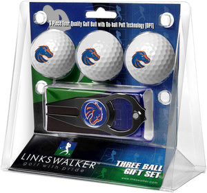 Boise State Broncos - 3 Ball Gift Pack with Hat Trick Divot Tool Black