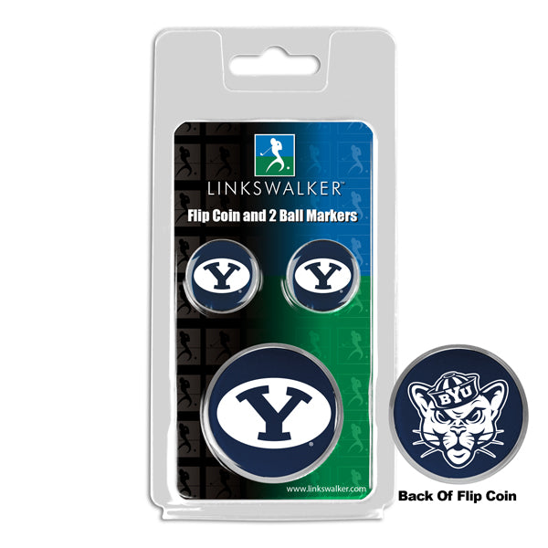 Brigham Young Univ. Cougars - Flip Coin and 2 Golf Ball Marker Pack