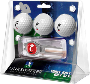 Cincinnati Bearcats Regulation Size 3 Golf Ball Gift Pack with Kool Divot Tool
