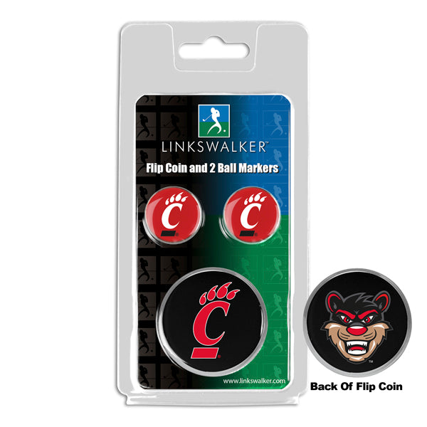 Cincinnati Bearcats - Flip Coin and 2 Golf Ball Marker Pack