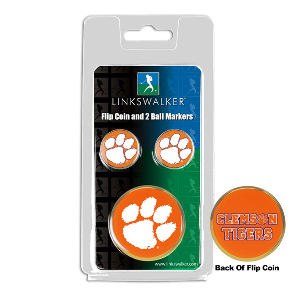 Clemson Tigers - Flip Coin and 2 Golf Ball Marker Pack