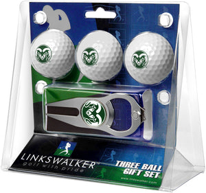 Colorado State Rams Regulation Size 3 Golf Ball Gift Pack with Hat Trick Divot Tool (Silver)