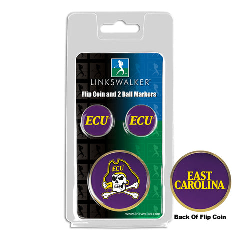East Carolina Pirates - Flip Coin and 2 Golf Ball Marker Pack