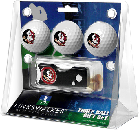 Florida State Seminoles Regulation Size 3 Golf Ball Gift Pack with Spring Action Divot Tool