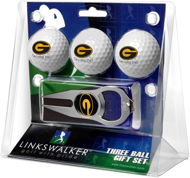 Grambling State University Tigers - 3 Ball Gift Pack with Hat Trick Divot Tool