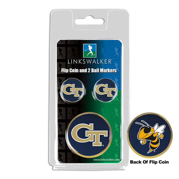 Georgia Tech Yellow Jackets - Flip Coin and 2 Golf Ball Marker Pack