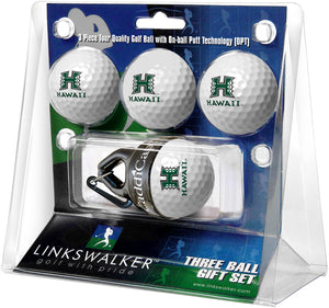 Hawaii Warriors - 4 Golf Ball Gift Pack with CaddiCap Ball Holder