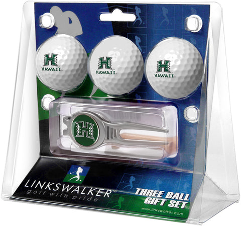 Hawaii Warriors Regulation Size 3 Golf Ball Gift Pack with Kool Divot Tool