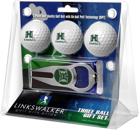 Hawaii Warriors - 3 Ball Gift Pack with Hat Trick Divot Tool