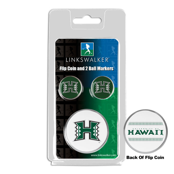 Hawaii Warriors - Flip Coin and 2 Golf Ball Marker Pack