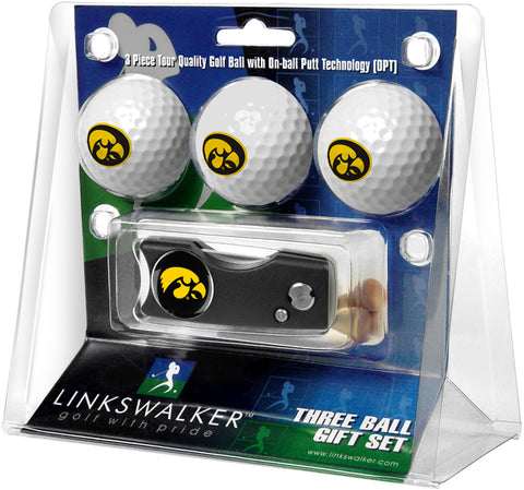 Iowa Hawkeyes - Spring Action Divot Tool 3 Ball Gift Pack