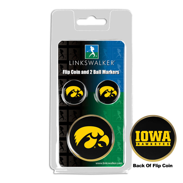 Iowa Hawkeyes - Flip Coin and 2 Golf Ball Marker Pack