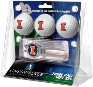 Illinois Fighting Illini - Kool Tool 3 Ball Gift Pack - Linkswalkerdirect
