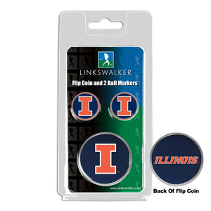 Illinois Fighting Illini - Flip Coin and 2 Golf Ball Marker Pack