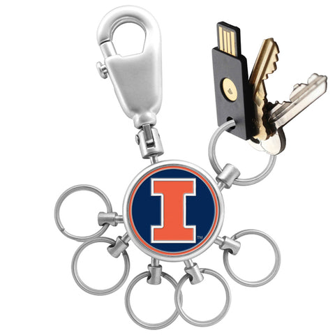 Illinois Fighting Illini Collegiate Valet Keychain with 6 Keyrings