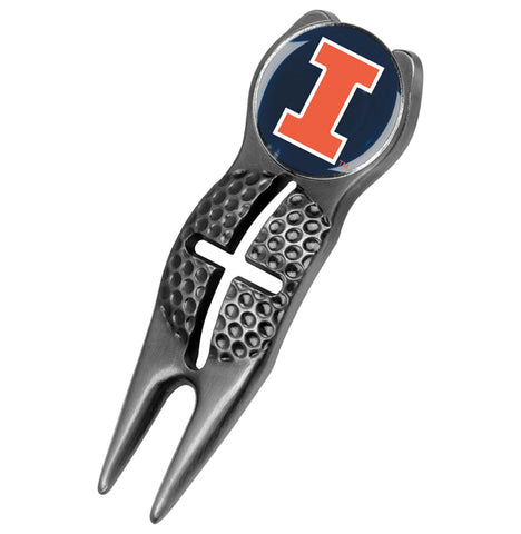 Illinois Fighting Illini - Crosshairs Divot Tool  -  Black - Linkswalkerdirect
