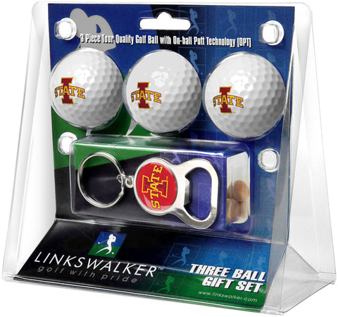 Iowa State Cyclones - 3 Ball Gift Pack with Key Chain Bottle Opener