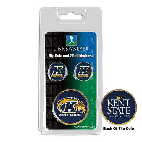 Kent State Golden Flashes - Flip Coin and 2 Golf Ball Marker Pack