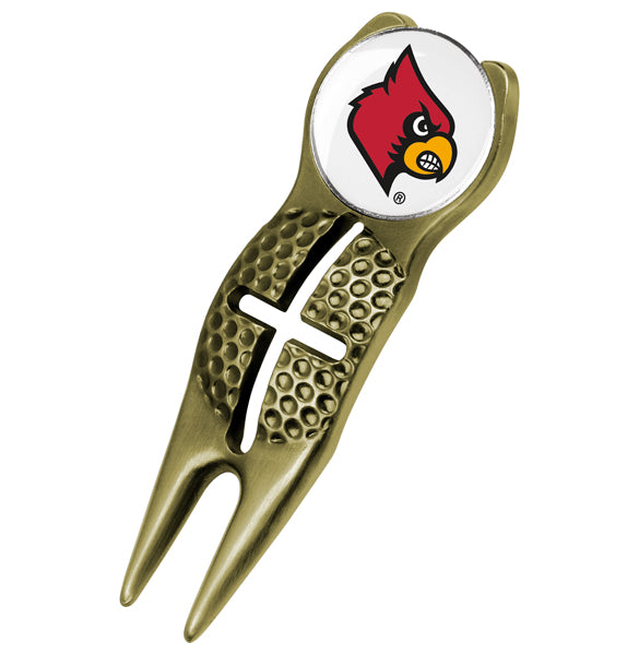 Louisville Cardinals - Crosshairs Divot Tool  -  Gold - Linkswalkerdirect