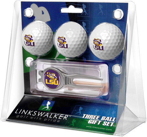 LSU Tigers Regulation Size 3 Golf Ball Gift Pack with Kool Divot Tool