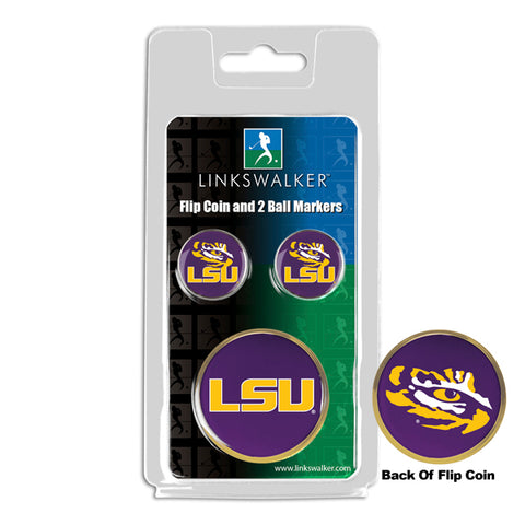 LSU Tigers - Flip Coin and 2 Golf Ball Marker Pack