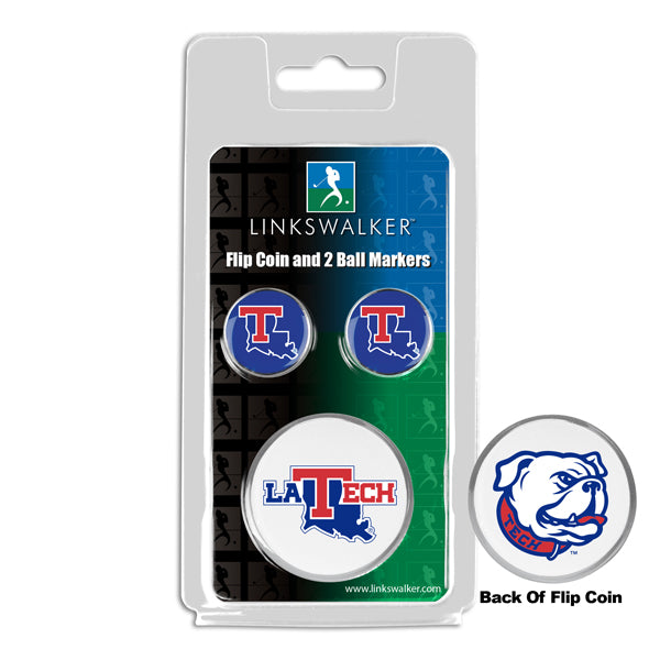 Louisiana Tech Bulldogs - Flip Coin and 2 Golf Ball Marker Pack