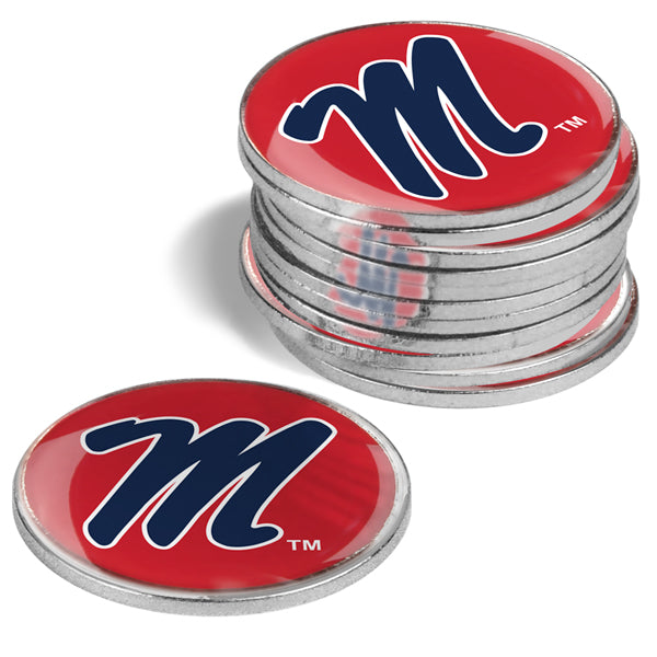Mississippi Rebels  -  Ole Miss - 12 Pack Ball Markers