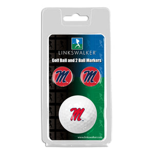 Mississippi Rebels  -  Ole Miss - Golf Ball and 2 Ball Marker Pack