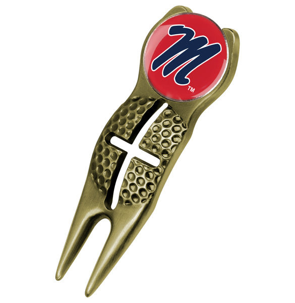 Mississippi Rebels  -  Ole Miss - Crosshairs Divot Tool  -  Gold - Linkswalkerdirect