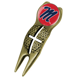Mississippi Rebels  -  Ole Miss - Crosshairs Divot Tool  -  Gold - Linkswalkerdirect