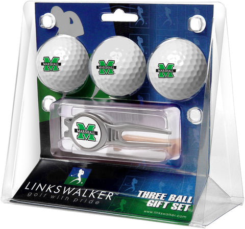 Marshall University Thundering Herd Regulation Size 3 Golf Ball Gift Pack with Kool Divot Tool