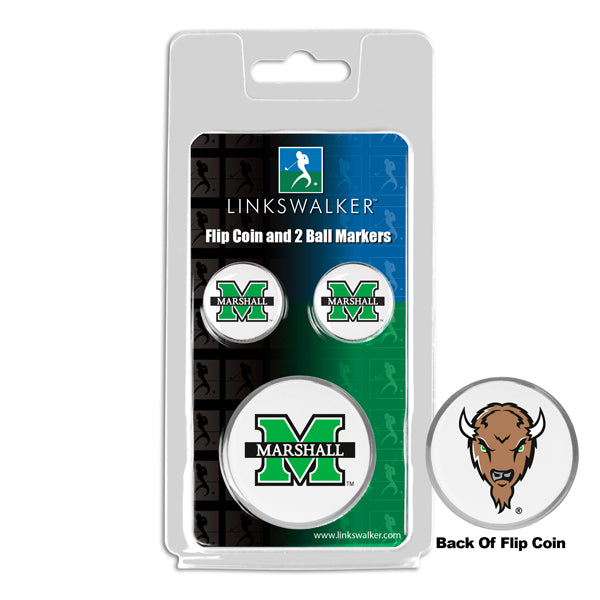 Marshall University Thundering Herd - Flip Coin and 2 Golf Ball Marker Pack