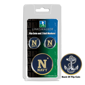 Naval Academy Midshipmen - Flip Coin and 2 Golf Ball Marker Pack