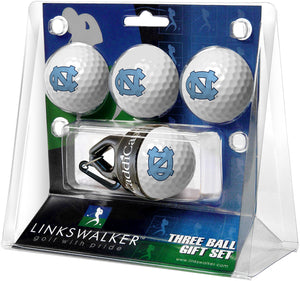 North Carolina Tar Heels Regulation Size 4 Golf Ball Gift Pack + CaddiCap Holder
