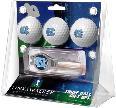 North Carolina Tar Heels Regulation Size 3 Golf Ball Gift Pack with Kool Divot Tool