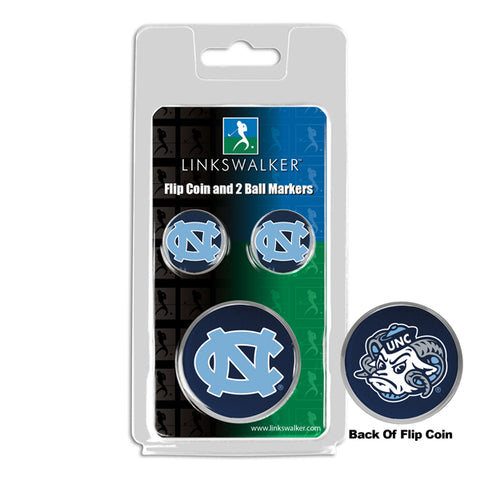 North Carolina  -  University Of - Flip Coin and 2 Golf Ball Marker Pack