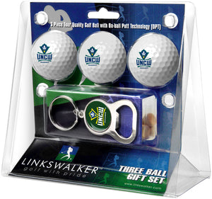 North Carolina Wilmington Seahawks - 3 Ball Gift Pack with Key Chain Bottle Opener