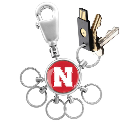 Nebraska Cornhuskers Collegiate Valet Keychain with 6 Keyrings