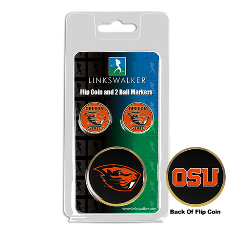 Oregon State Beavers - Flip Coin and 2 Golf Ball Marker Pack