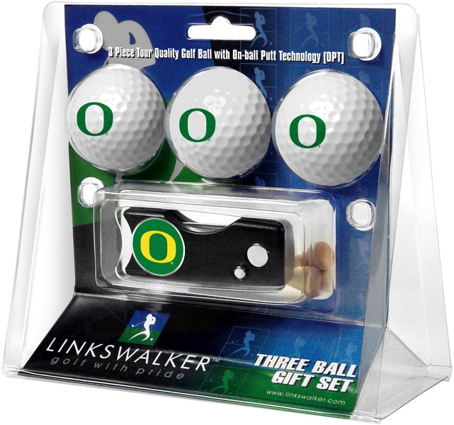 Oregon Ducks - Spring Action Divot Tool 3 Ball Gift Pack - Linkswalkerdirect