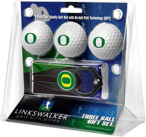 Oregon Ducks - 3 Ball Gift Pack with Hat Trick Divot Tool Black