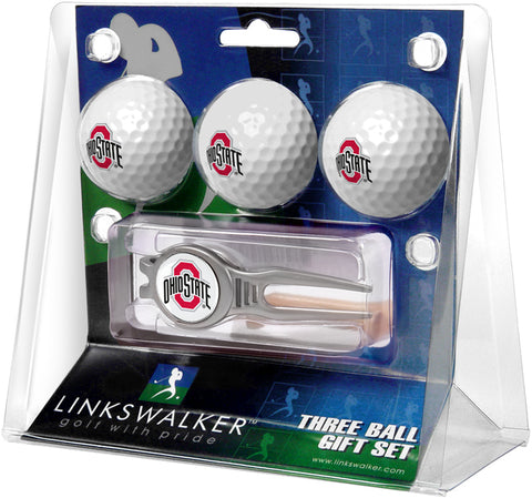 Ohio State Buckeyes Regulation Size 3 Golf Ball Gift Pack with Kool Divot Tool