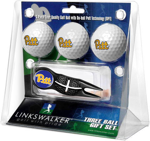Pittsburgh Panthers - Black Crosshair Divot Tool 3 Ball Gift Pack