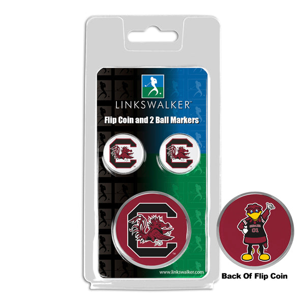 South Carolina Gamecocks - Flip Coin and 2 Golf Ball Marker Pack