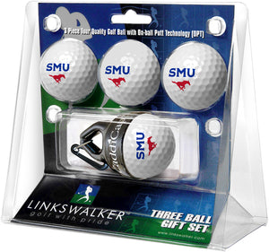 Southern Methodist University Mustangs 4 Golf Ball Gift Pack with CaddiCap Ball Holder