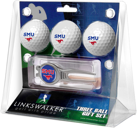Southern Methodist University Mustangs Regulation Size 3 Golf Ball Gift Pack with Kool Divot Tool